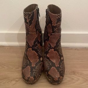 Vince Camuto snake print booties